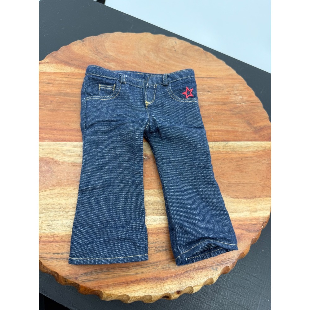 American Girl Star logo Embroidery Jeans Doll 18 In Blue Denim Flare Pants